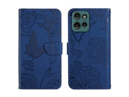 Capa De Couro Flip Com Estampa De Borboleta E Toque De Pele Para Motorola Moto G15 Ht03