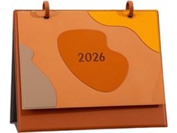 Calendário De 2026 Em Couro Sintético, De Janeiro A Dezembro, Com Marcações De Feriados E Blocos Diários.