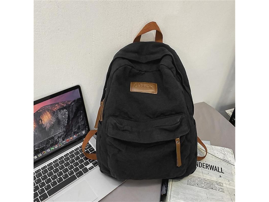 Mochila Escolar Estilo Par Unissex de Lona Verde (preto) S/MARCA