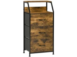 Cómoda com Gaveta Dobrável Poliéster, Aço e Mdf Cor Castanho Rústico 44x29x92 cm Homcom