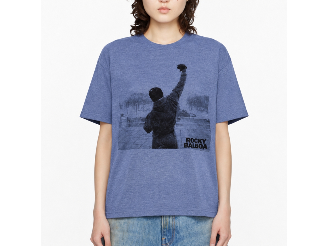 Rockinstone Rocky Movie Balboa Victory Heather Light Blue Adult T-shirt Size:m