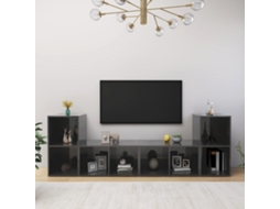 Vidaxl Móveis De Tv 4 Pcs Derivados De Madeira Cinza Brilhante