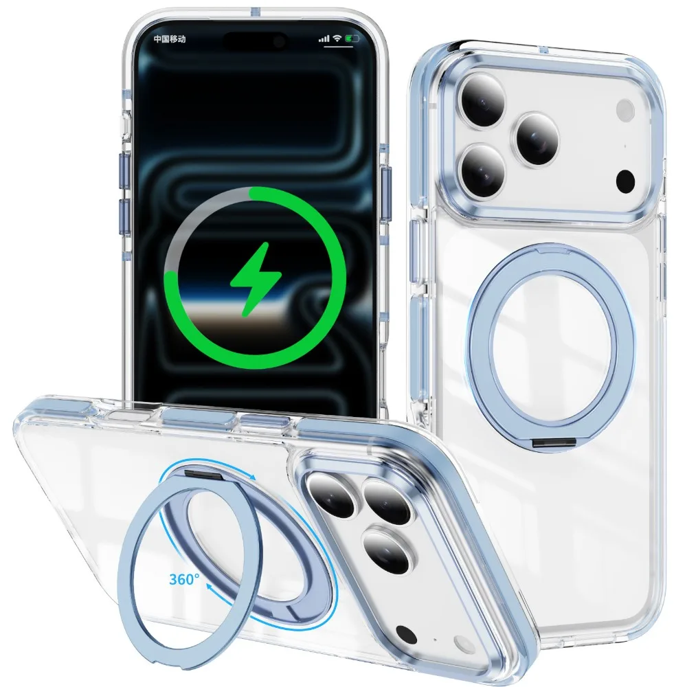 (azul Celeste, Iphone 17) Capa Magnética Giratória 360° Para Celular Com Proteção Contra Quedas Por Airbag