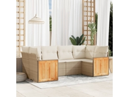 Vidaxl 6 Pcs Conjunto De Sofás P/ Jardim Com Almofadões Vime Pe Bege