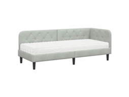 Conjunto de 2 Estruturas de Cama de Canto Cinzento Claro com Veludo MAISON EXCLUSIVE 80x200 cm