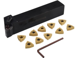 Porta-ferramentas De Torneamento Mwlnr2525m08 25 Mm Com 10 Insertos Metal Duro Wnmg080404, Aço Inoxidável