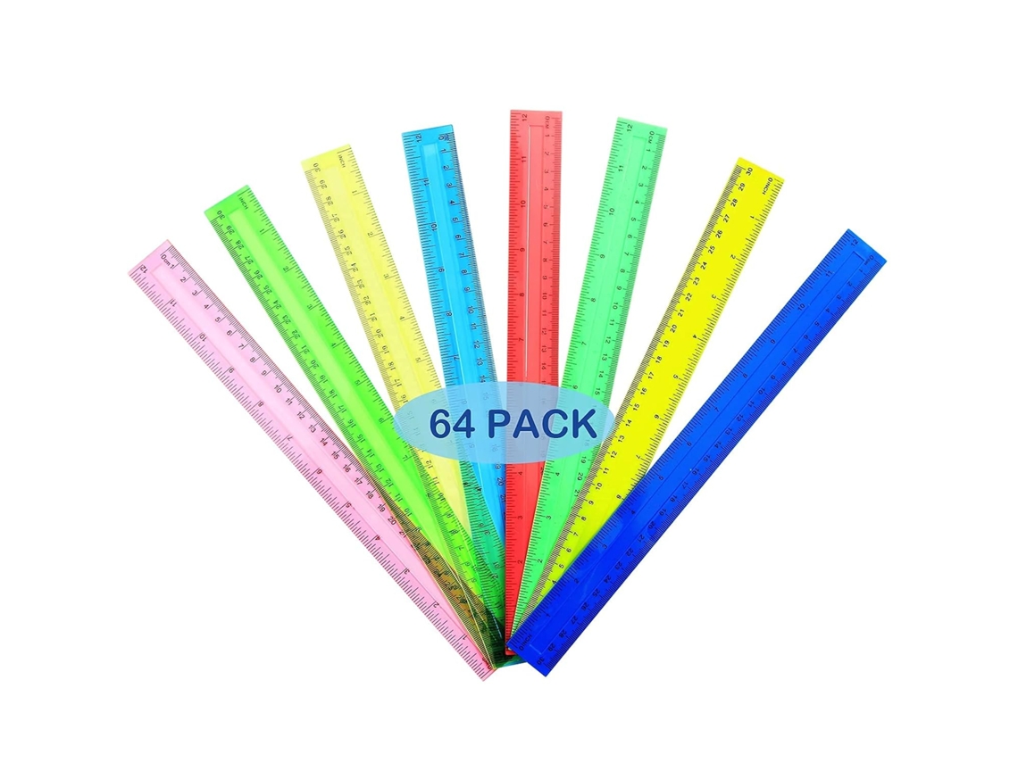 Pacote Com 64 Réguas De 30 Cm (12 Polegadas), Réguas De Plástico Para