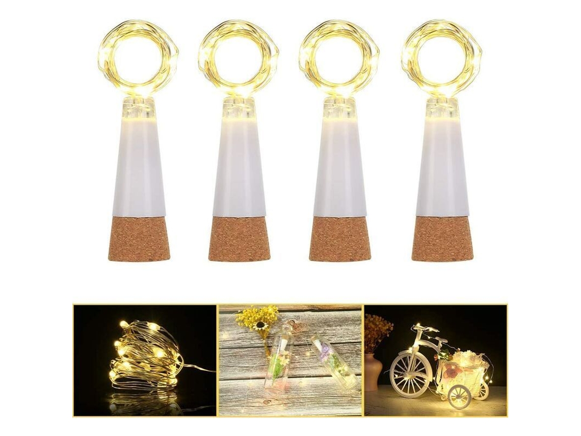 Luzes de Garrafa de Vinho Recarregáveis Usb 15 Led Branco Quente YURU