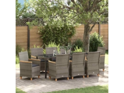 Vidaxl Conjunto de Jantar para Jardim 9 Pcs Cinzeto Vime Pe
