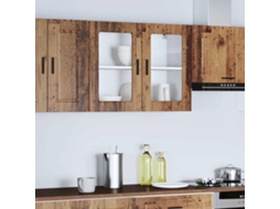 Vidaxl Armário De Parede De Cozinha Porta De Vidro Porto Madeira Velha