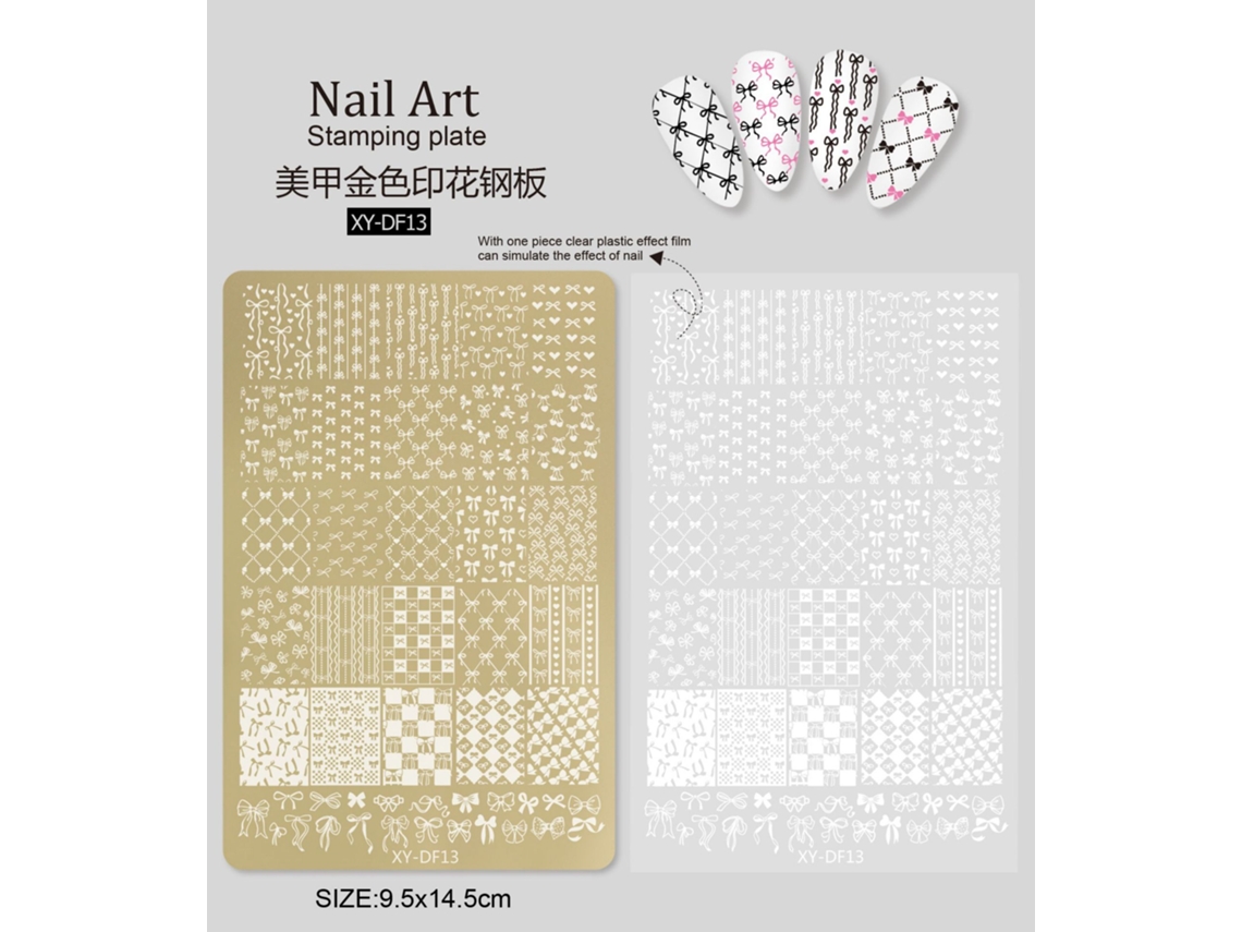 Design De Unhas Com Motivos De Bambu, Flores, Pele De Cobra E Detalhes Dourados Ferramenta Para Transferência De Unhas.placa De Aço Xy Df 13 Yunzii