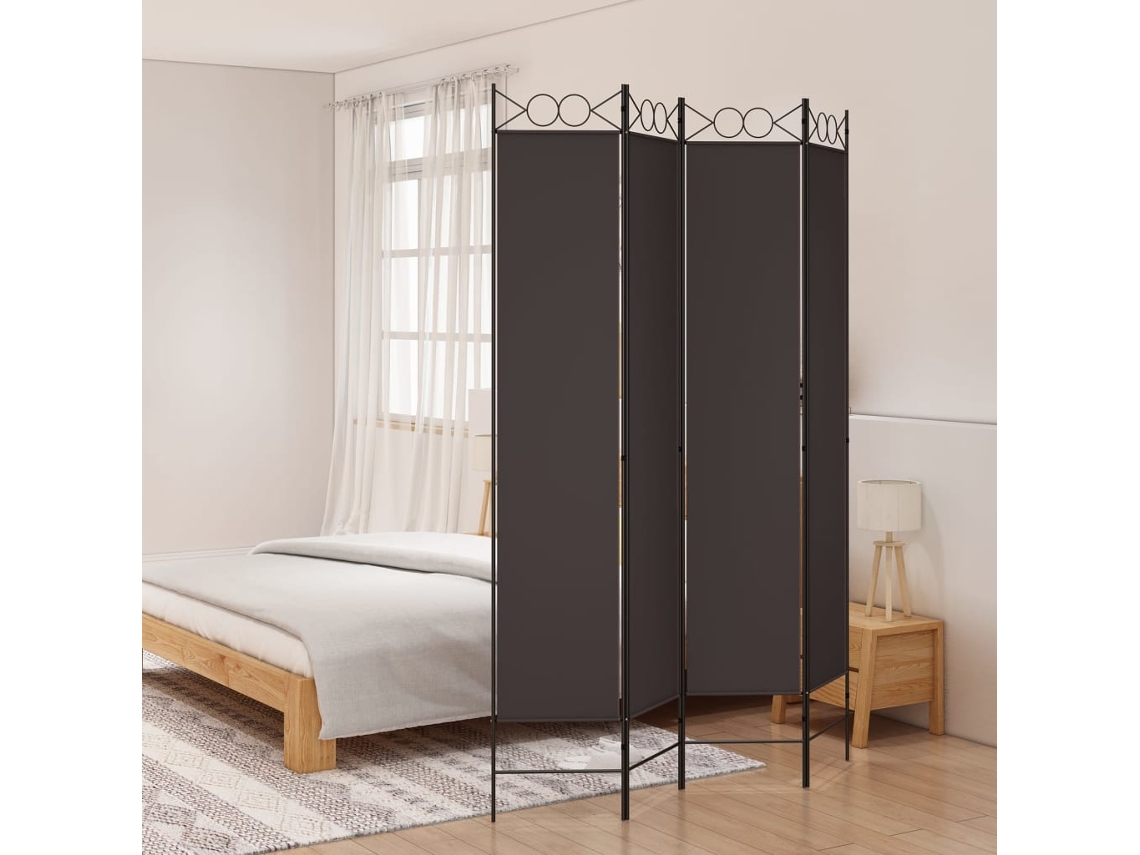Vidaxl Biombo/divisória Com 4 Painéis 160x220 Cm Tecido Castanho