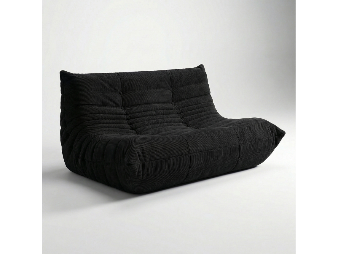 Sofá 2 Lugares Togo, Ergonómico, 130x100x72 Cm, Preto, 300 Kg