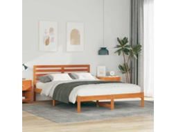 Vidaxl Estrutura da Cama com Cabeceira Marrom Cera 140 X 220 Cm