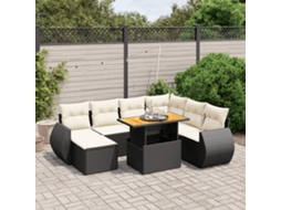 Vidaxl 8 Pcs Conjunto Sofás De Jardim Com Almofadões Vime Pe Preto