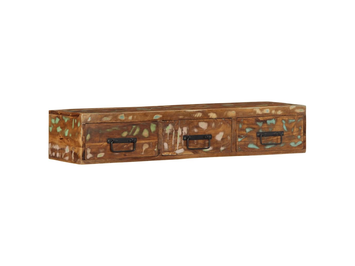 Vidaxl Armário De Tv Para Parede 100x30x19cm Madeira Recuperada Maciça