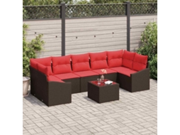 Vidaxl Conjunto De Sofás 8 Unid. 7-número De Lugares Marrom E Vermelho