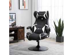 Cadeira Gamer Com Alto-falantes Embutidos, Encosto Reclinável, Preto E Branco, 69x73x118cm