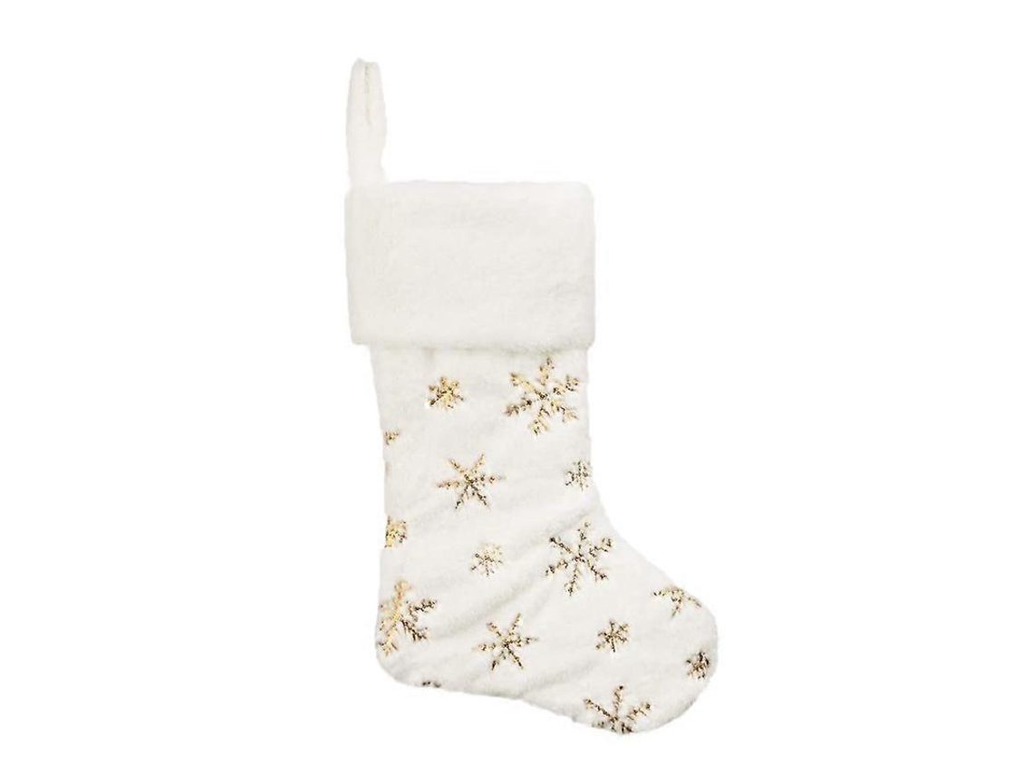 Pacote Com 2 Meias De Natal De Couro Sintético Branco De 16 Polegadas Com Flocos De Neve Para Decoração De Festa De Natal Olysi Shop