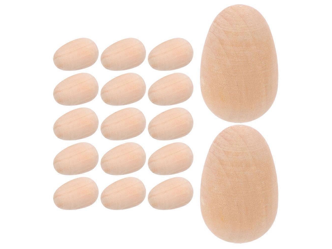 Omni 40 Ovos de Madeira para Páscoa Diy Pintar Decorar Ovos Falsos Pequenos para Manufaturas e Decoração como Se Muestra