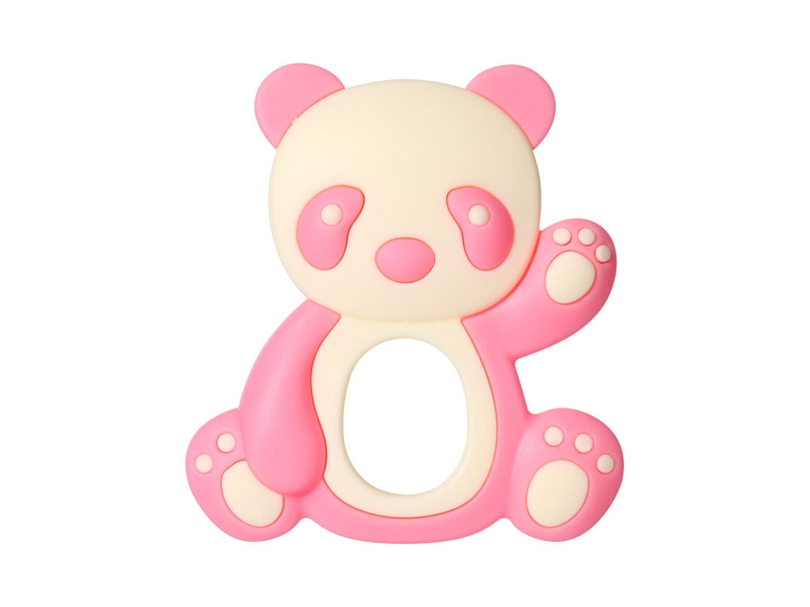 Brinquedo Mordedor Para Bebê Em Forma De Panda De Silicone Adorável Rosa Para Aliviar Gengivas