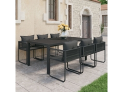 Vidaxl 7 Pcs Conjunto De Jantar Para Jardim Vime De Pvc Preto