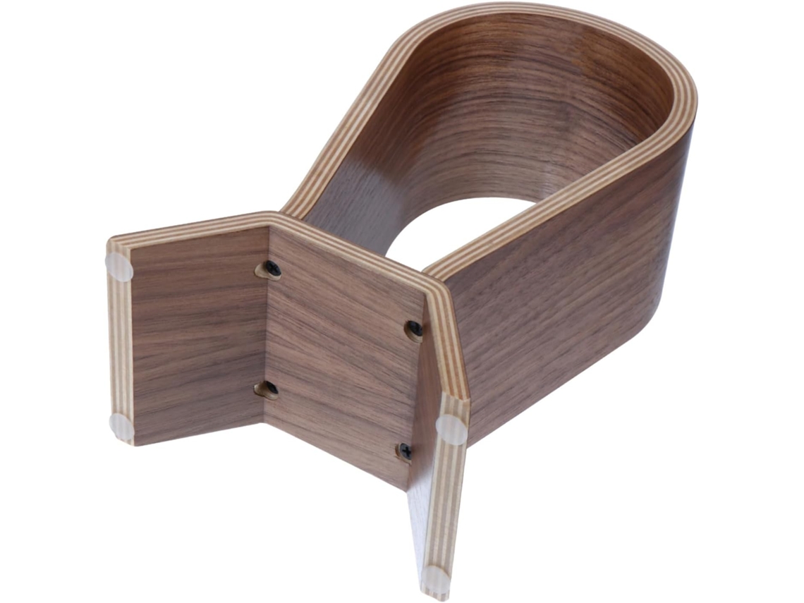 Soporte para auriculares fabricado en madera de nogal natural, soporte de escritorio estable y elegante.