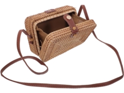 Bolsa Quadrada De Rattan Trançado Para Mulheres, Estilo Retrô, Bolsa De Ombro Delicada E Decorativa Em Rattan.