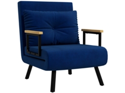 Sofá-cama 3 Em 1 Com Encosto Reclinável E Almofada, Em Tecido Com Efeito Aveludado, 63x73x81 Cm, Azul