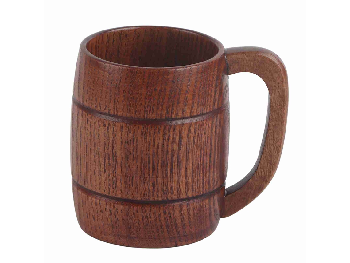 Caneca de Cerveja Artesanal Feita de Madeira Maciça Natural, Ecológica e para Beber Água AQUAFORGE