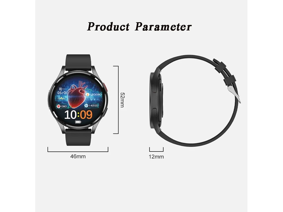 Smartwatch com chamadas Bluetooth, reprodução de música, alertas e monitor de ECG, preto, Bestvite