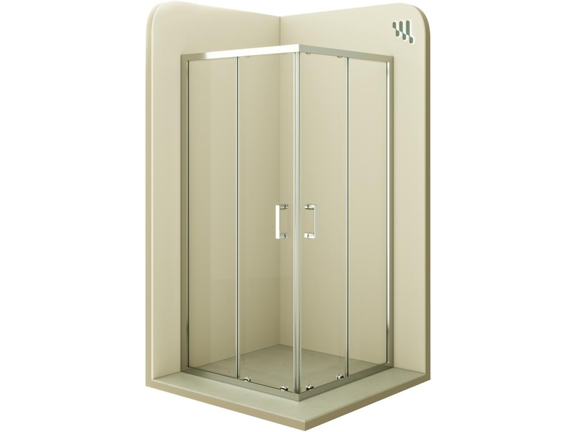 Cabine de Duche MOMENTS OF GLASS Diana 75x90x180cm | Reversível |Portas de correr, Ajuste 72,5-74,5x87,5-89,5cm | Perfis Cromados, Vidro transparente 6mm