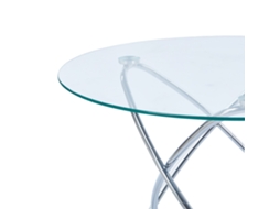 Mesa de jantar moderna, metal cromado, tampo de vidro, PAPRIKA