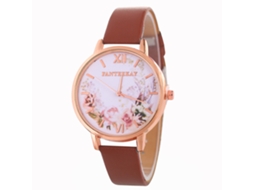 Relógio de Pulso Feminino Analógico de Quartzo com Pulseira Pu Estilo Moderno (café)