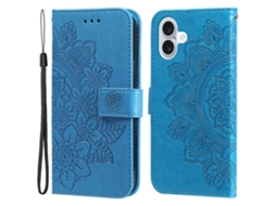 Capa Em Couro Pu, Anti-riscos Com Suporte Para Apple Iphone 16 Plus - Azul