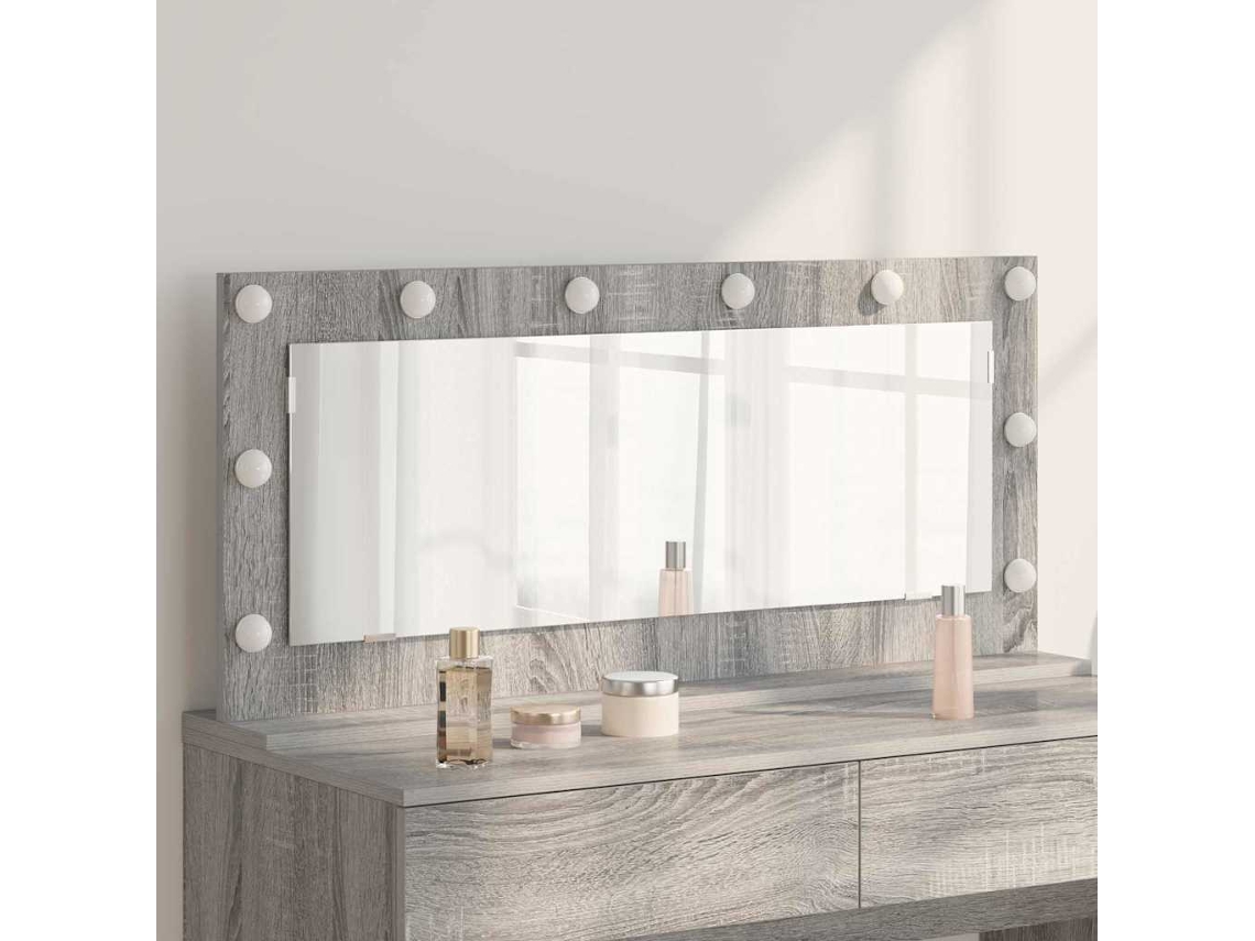 Vidaxl Espelho De Vaidade Retangular Cinza Sonoma 100 X 45 X 18 Cm