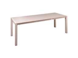 Mesa De Jardín Extensible Beliani Ardesio De Aluminio Beige 90x220x75