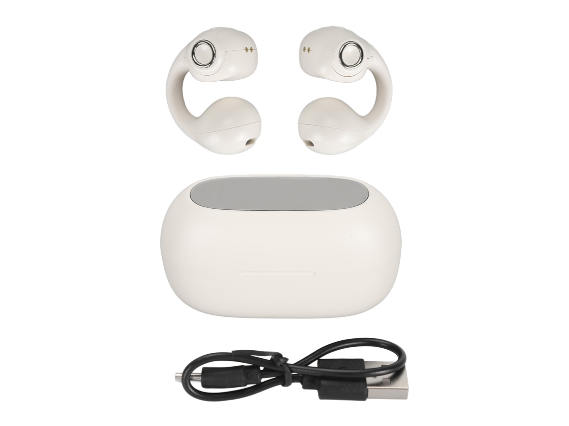 Auriculares abertos com clip, Bluetooth 5.3, redução de ruído, resistentes à água ipx5, bege, para esportes | S/MARCA