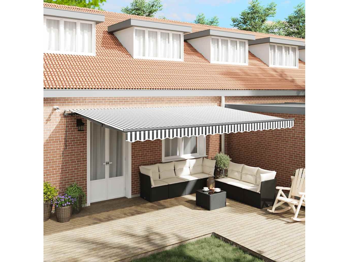 Vidaxl Toldo Retrátil Automático Com Leds 500x300 Cm Antracite/branco