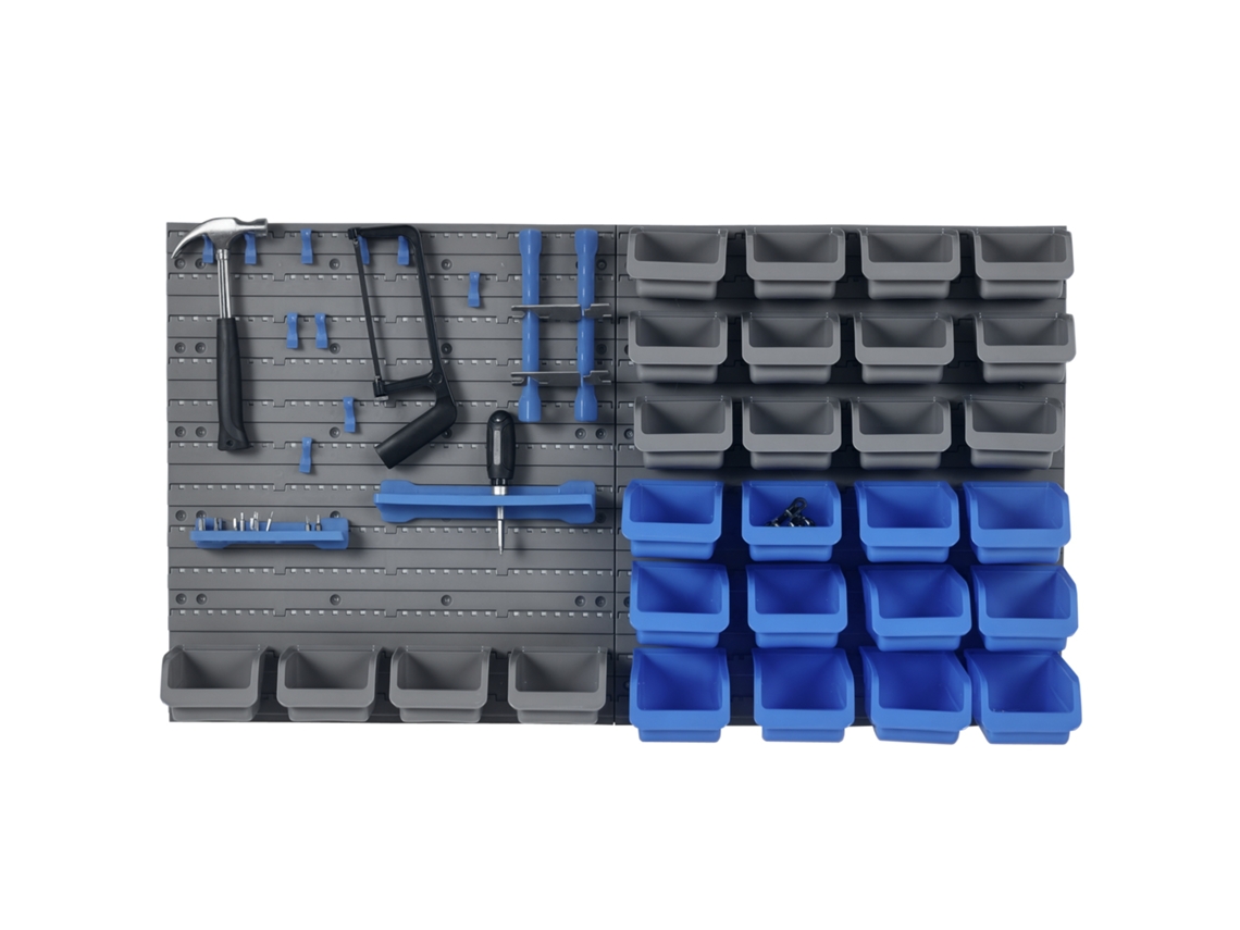 Caixa de Ferramentas de 44 Peças com Caixas Ajustáveis e Removíveis em Pp Azul e Cinza. 54x22x95 Cm Ge