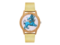Relógio de pulso feminino/masculino moderno, à prova d'água, com cristal e movimento de quartzo, na cor dourada.