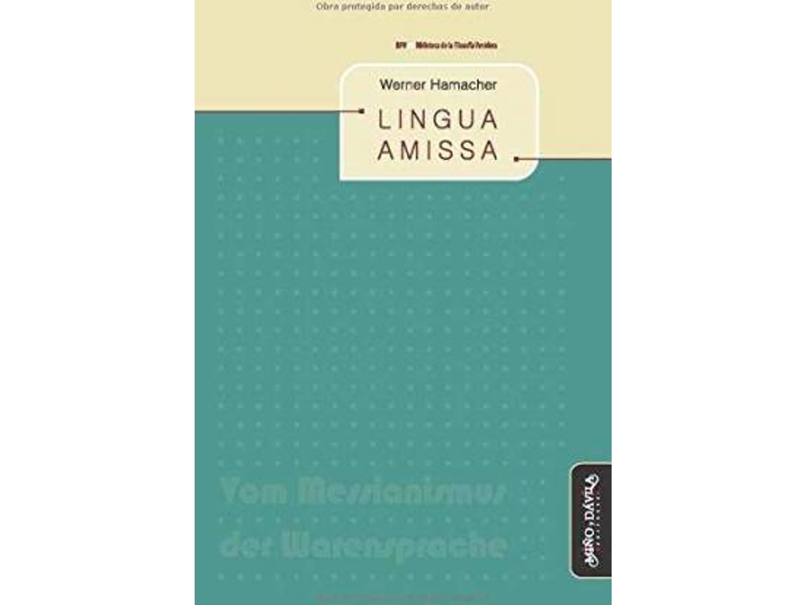 Livro Lingua amissa de Werner Hamacher (Espanhol)
