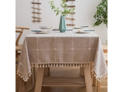 Lurelia Toalha De Mesa Quadrada Algodão Linho Castanho 140x140cm Lavável Bordado Borlas Natal