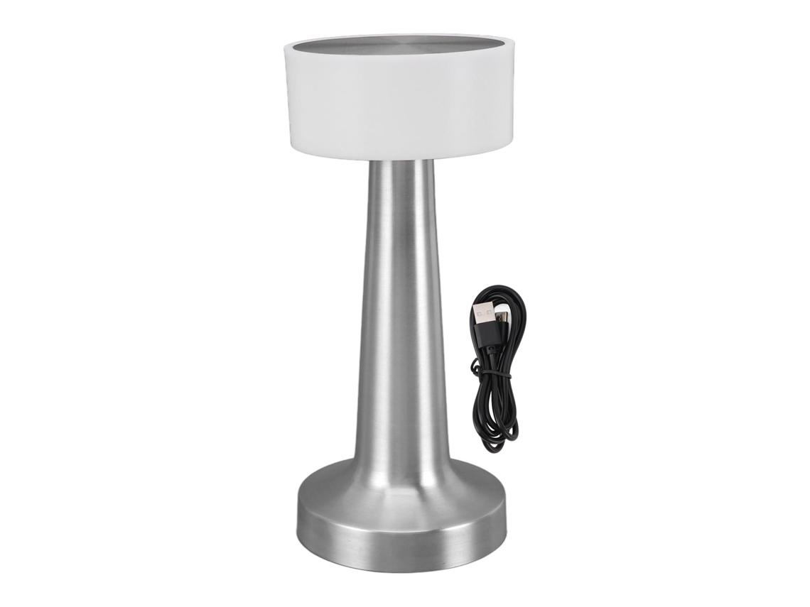 Lâmpada de Mesa sem fio 3 modos de luz controle por toque ajuste de brilho USB 1800mAh prata com S/MARCA