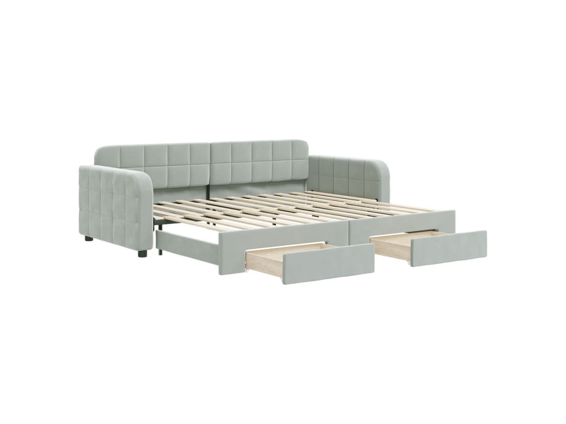 Sofá-cama com gavetão VIDAXL Cinzeto Veludo (90 x 200 cm)