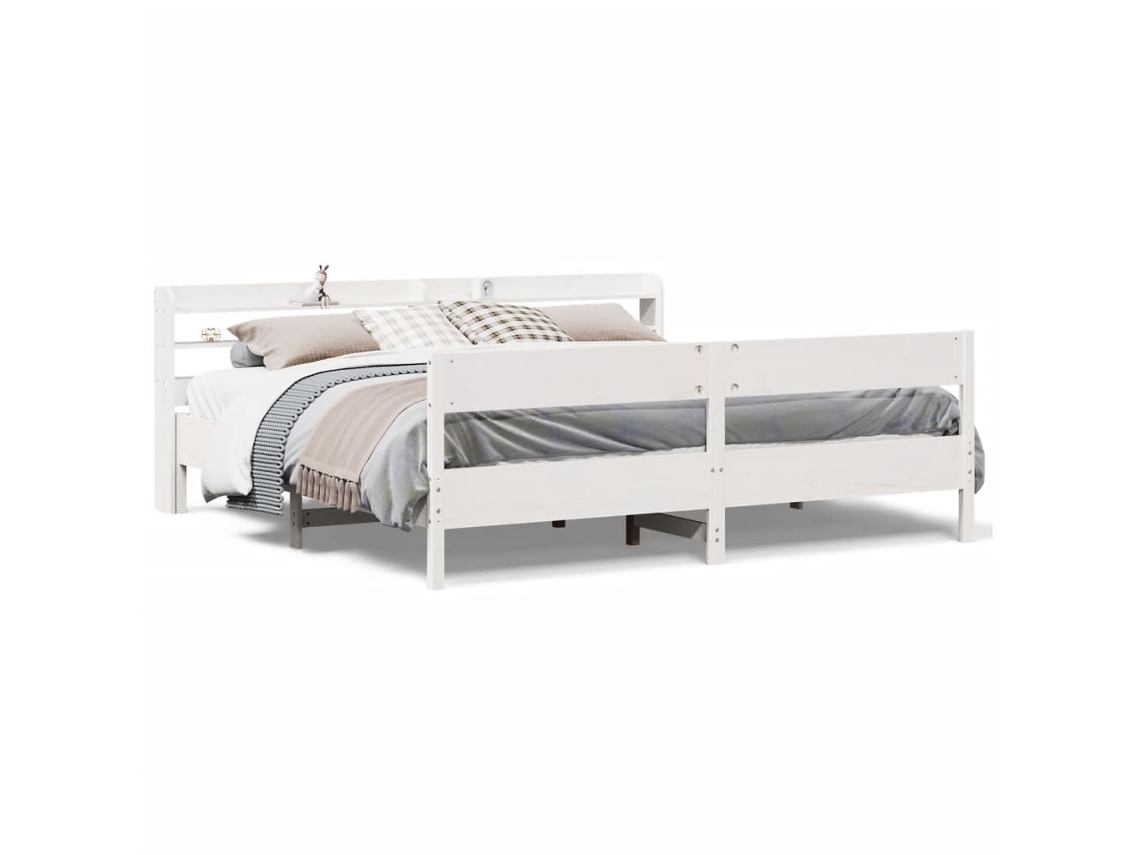 Bed Frame, Bed Frames Vidaxl Branco Madeira De Pinho (180 X 200 Cm)