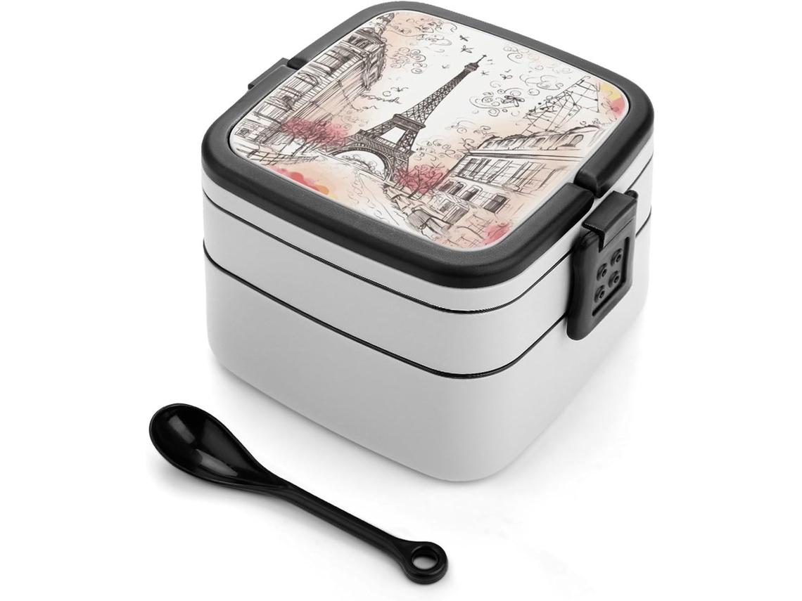 Marmita Bento Lancheira De Camada Dupla Com Colher E Alça, À Prova De Vazamentos, Tudo Em Um, Marmita Bento Para Adultos