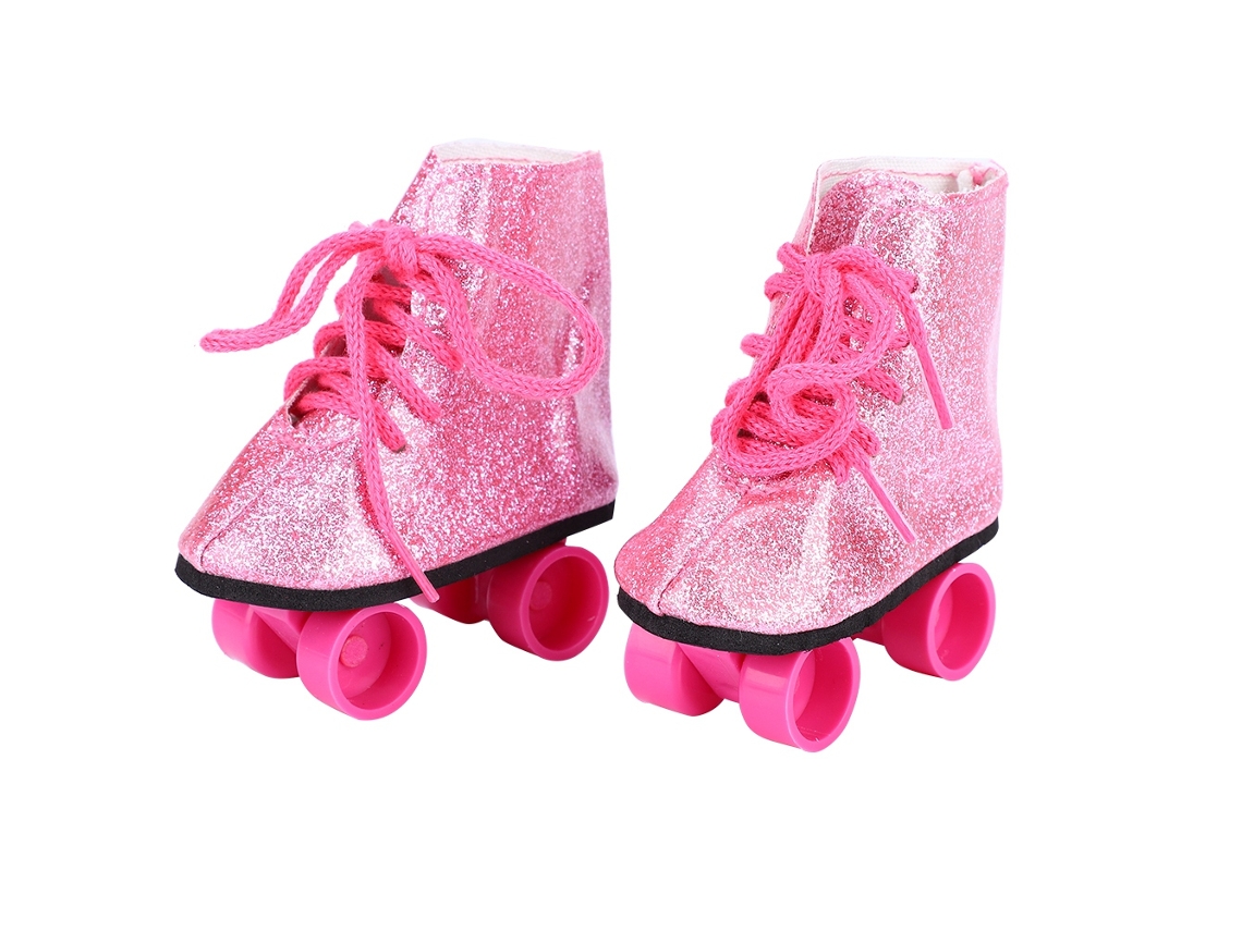 Patins De Rolamento Rosa Para Boneca De 18 Polegadas Acessório Fashion