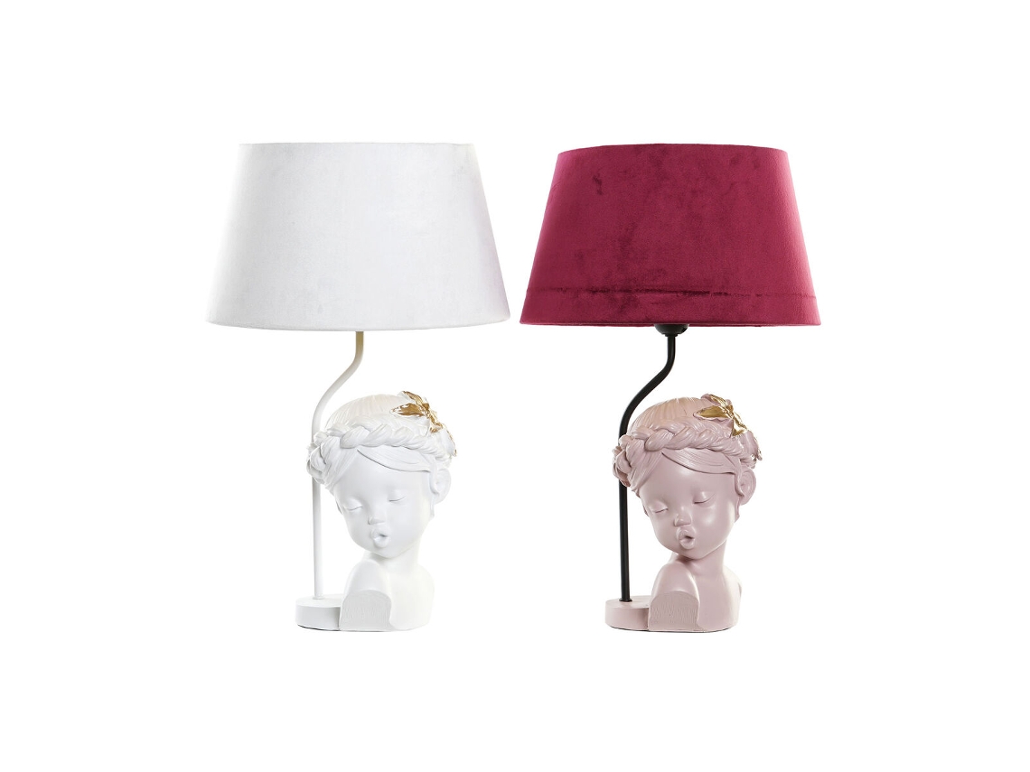 Luminária de Mesa Dkd Home Decor Resina Vermelha Rosa Claro 220 V 50 W 30 x 30 x 49 cm (2 Unidades)