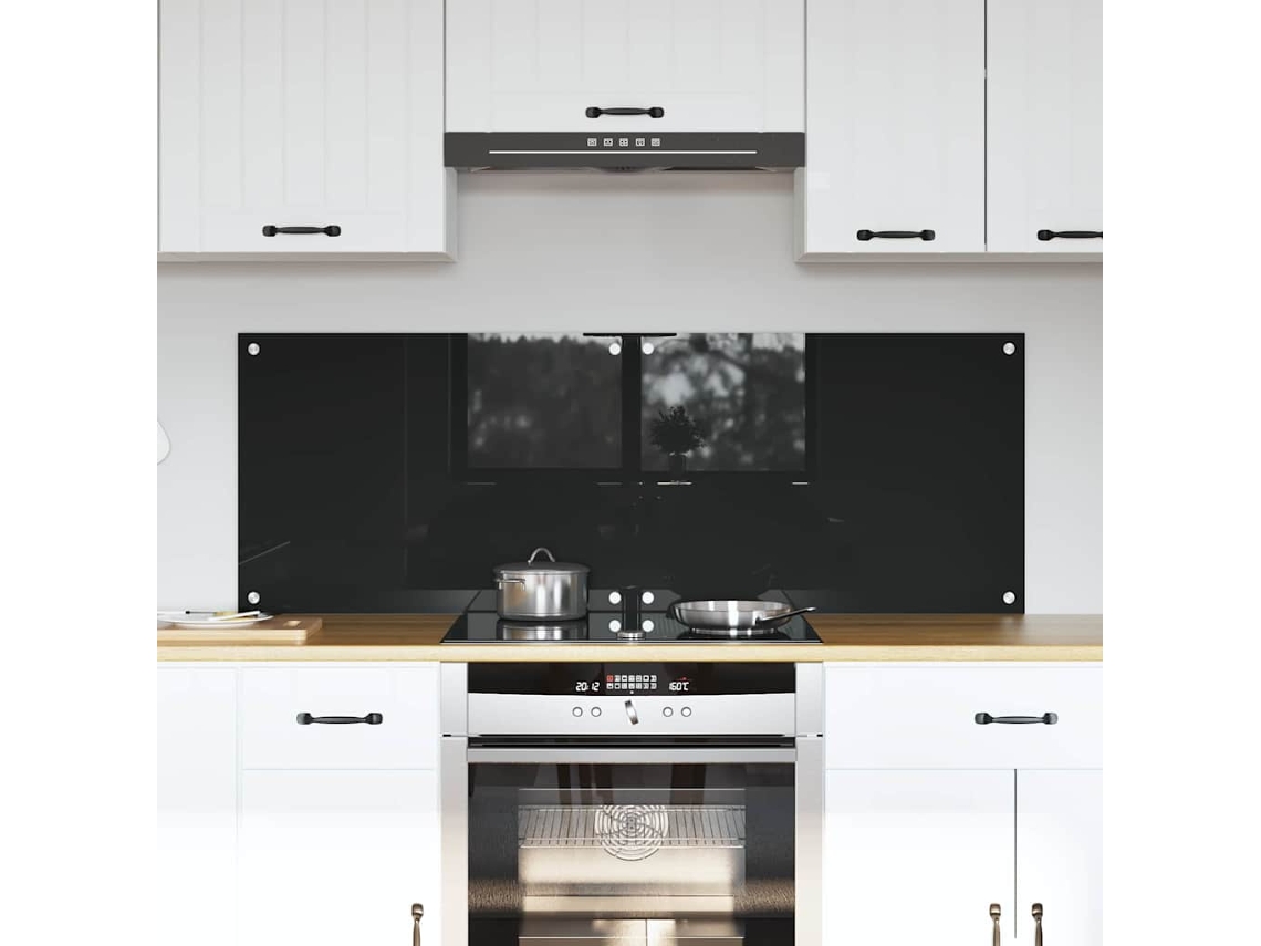 Vidaxl Painel De Cozinha 2 Unid. Preto 70 X 50 Cm Vidro Temperado